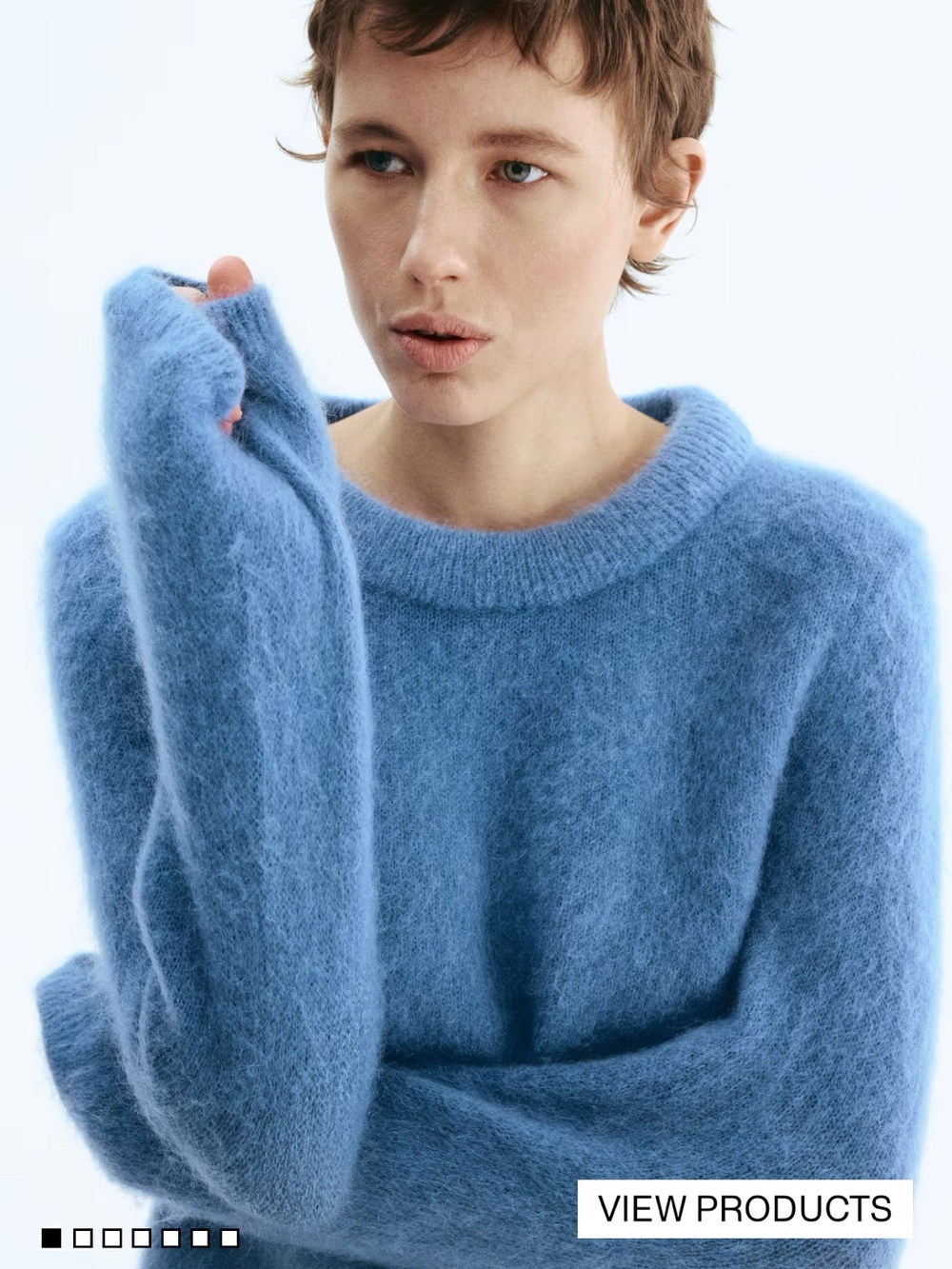 H&M Edition mohair/wool/polyamide blend Blue  Crewneck Sweater